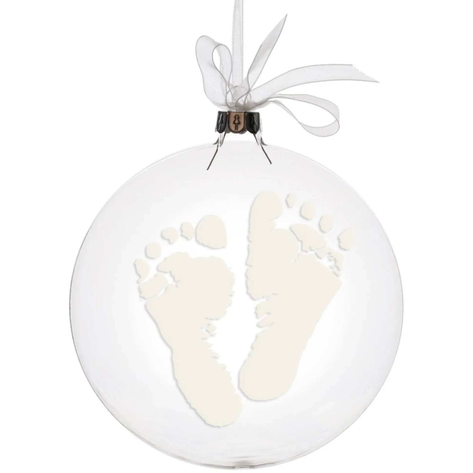 Personalised Glass Disc Bauble with Baby Footprints Glass Hearts And Discs|