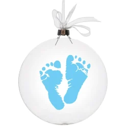 Personalised Glass Disc Bauble with Baby Footprints Glass Hearts And Discs|
