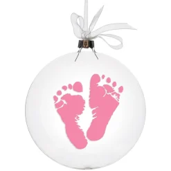 Personalised Glass Disc Bauble with Baby Footprints Glass Hearts And Discs|