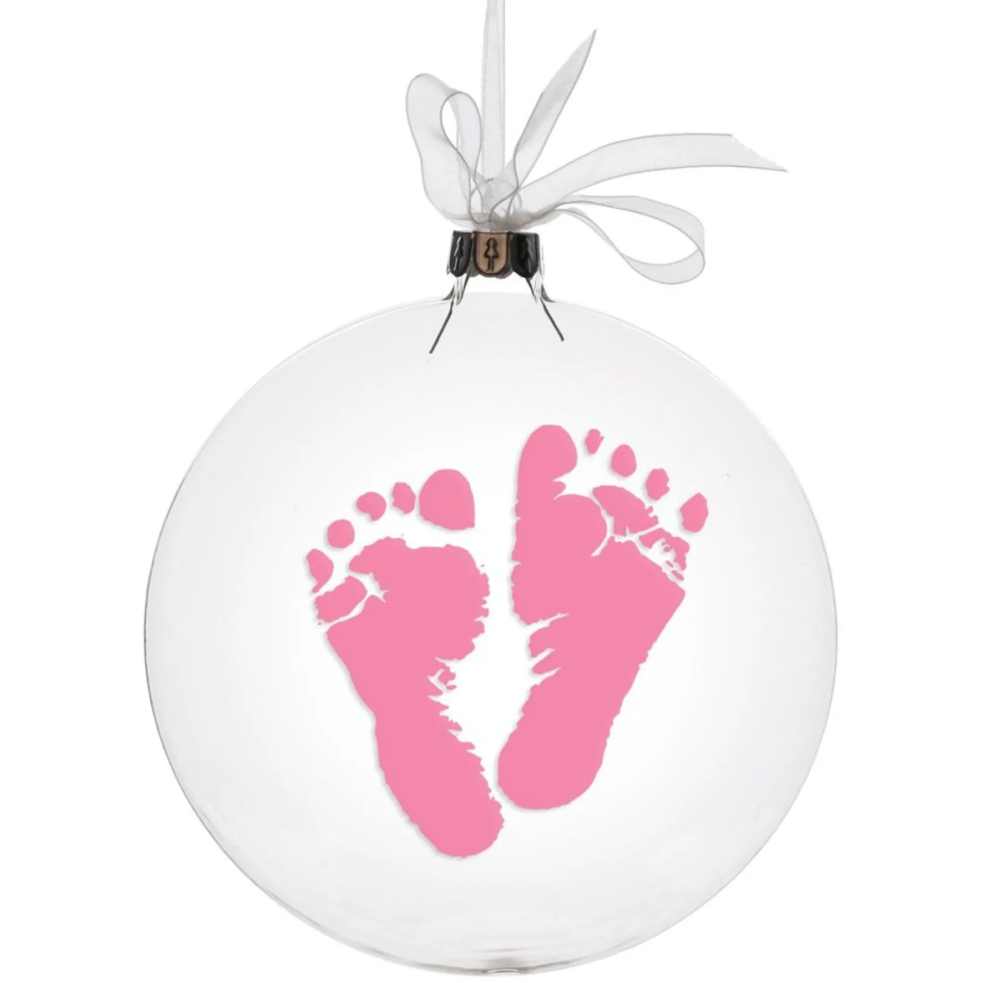 Personalised Glass Disc Bauble with Baby Footprints Glass Hearts And Discs|