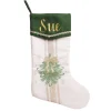 Personalised Green and Gold Mistletoe Christmas Stocking Personalised Stockings|