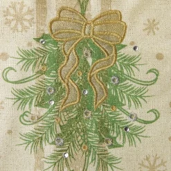 Personalised Green and Gold Mistletoe Christmas Stocking Personalised Stockings|