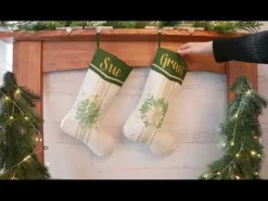 Personalised Green and Gold Poinsettia Christmas Stocking Personalised Stockings|