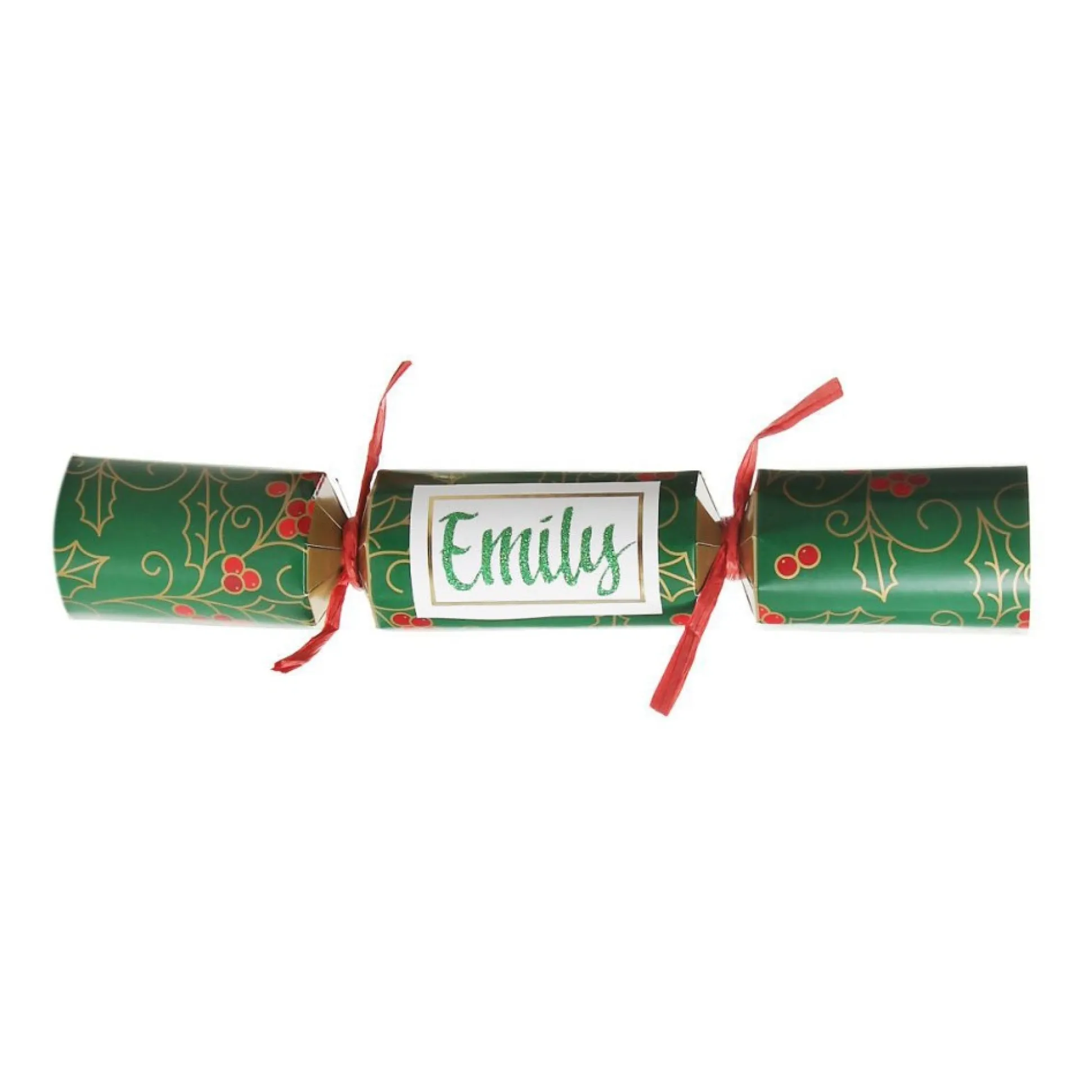 Personalised Green Swirling Holly Bon Bon - Single Christmas Bon Bons|