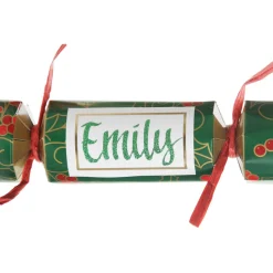 Personalised Green Swirling Holly Bon Bon - Single Christmas Bon Bons|