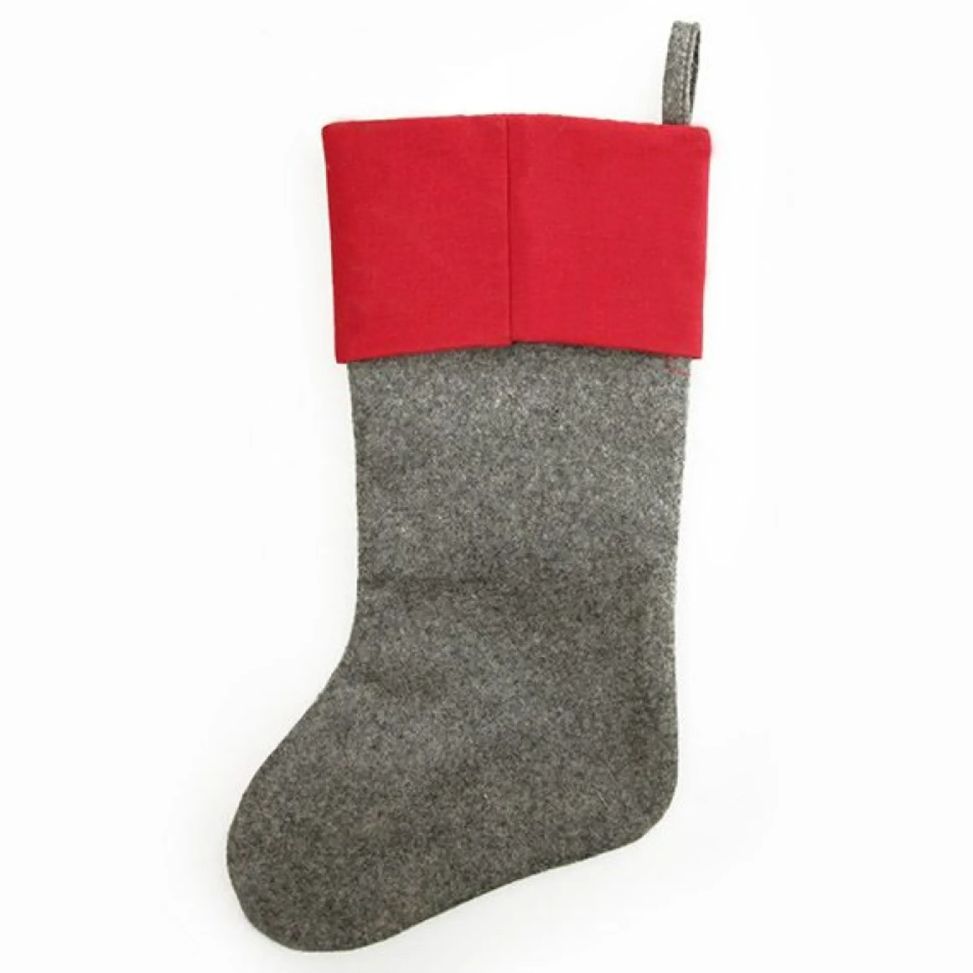 Personalised Grey & Red Star Felt Christmas Stocking Personalised Stockings|