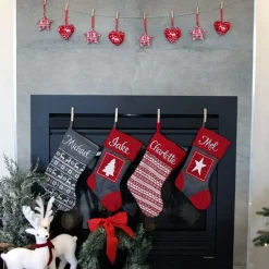 Personalised Grey Knitted Christmas Stocking Personalised Stockings|