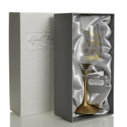 Personalised 'He Sees you When You're Drinking' Wine Glass - Gold Stem Christmas Wine Glasses And Mugs|