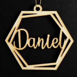 Personalised Hexagonal Laser Cut Christmas Decoration Personalised Decorations|