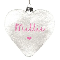 Personalised Icicle Glass Heart - All i need is Love and a Cat Glass Hearts And Discs|
