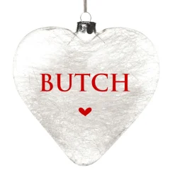 Personalised Icicle Glass Heart - All i need is Love and a Cat Glass Hearts And Discs|