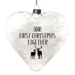 Personalised Icicle Glass Heart - Our First Christmas Together Glass Hearts And Discs|