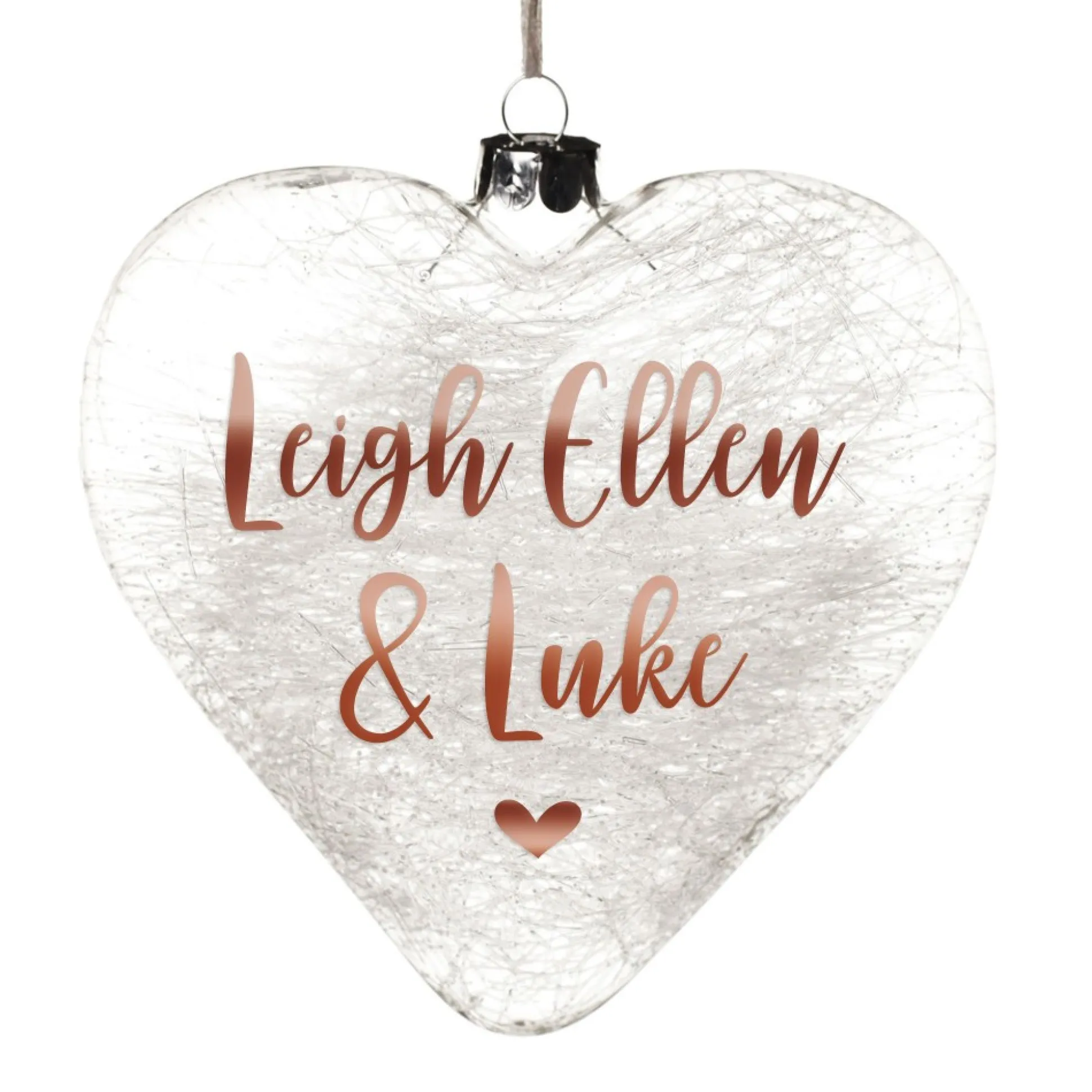 Personalised Icicle Glass Heart Personalised Baubles|
