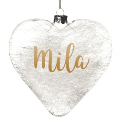 Personalised Icicle Glass Heart Personalised Baubles|