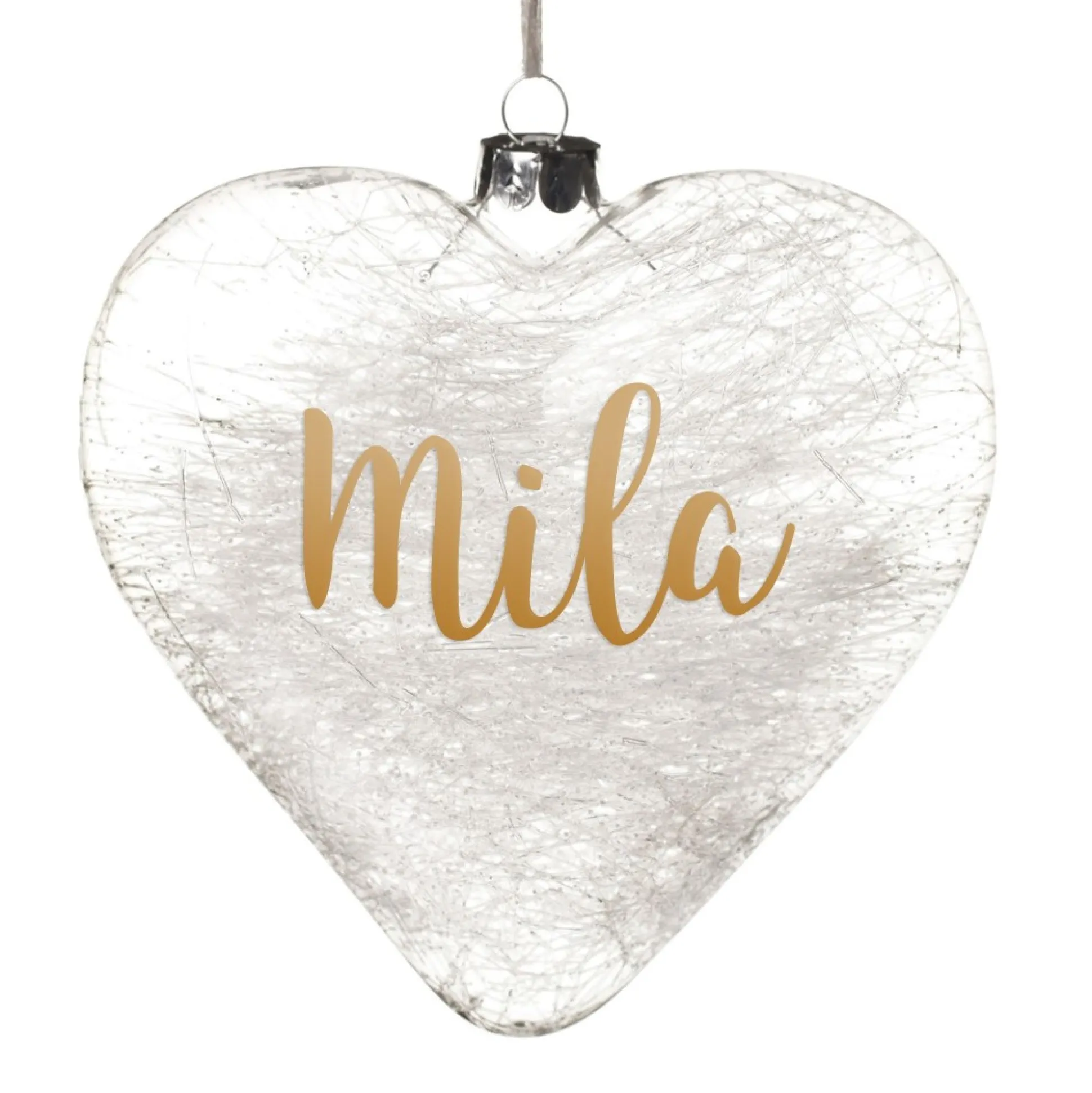 Personalised Icicle Glass Heart Personalised Baubles|