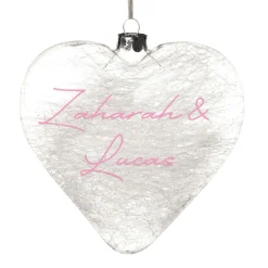 Personalised Icicle Glass Heart Personalised Baubles|