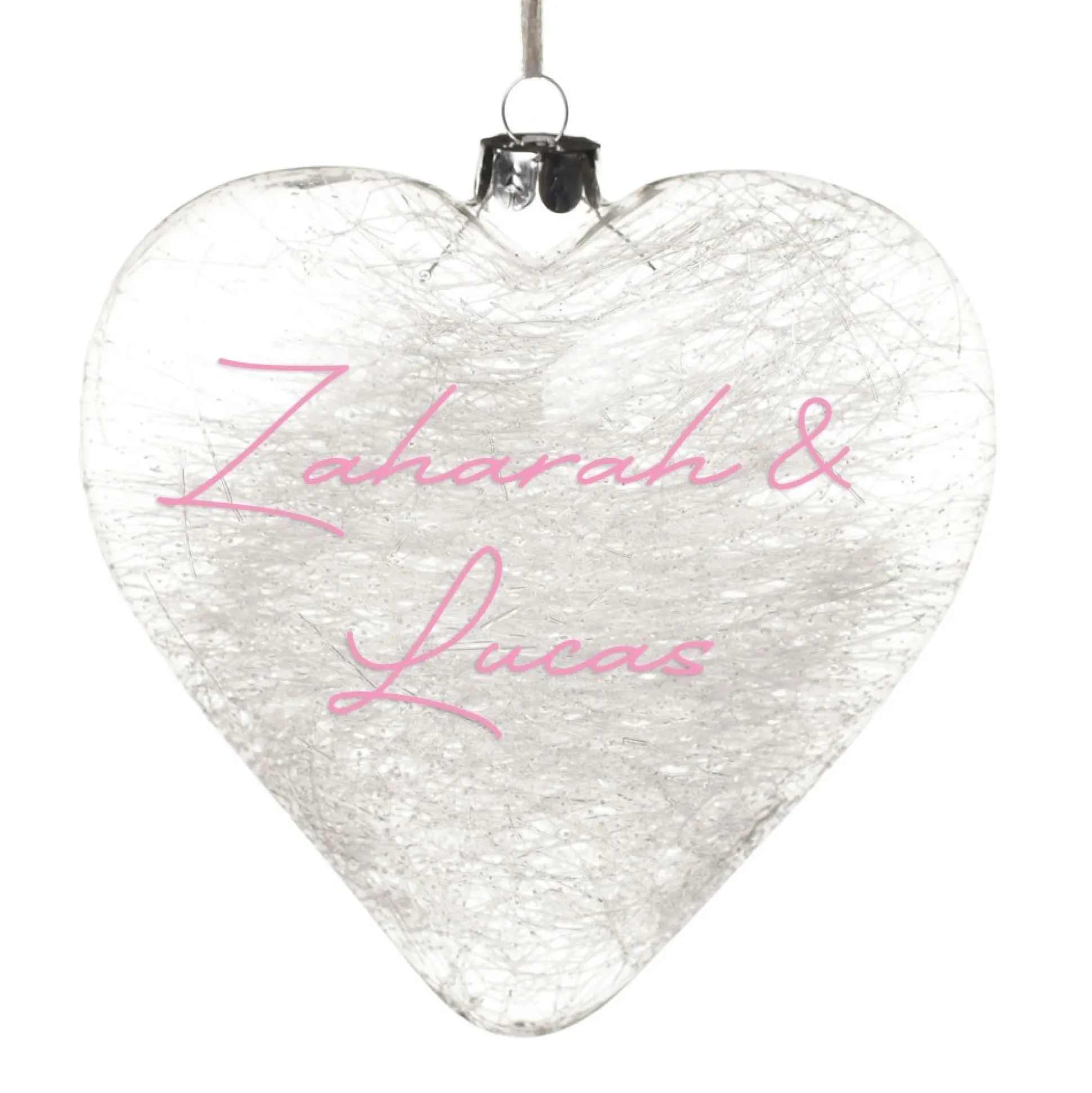 Personalised Icicle Glass Heart Personalised Baubles|
