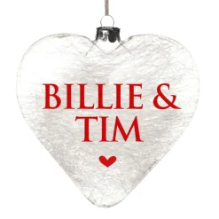 Personalised Icicle Glass Heart Personalised Baubles|
