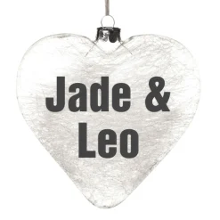 Personalised Icicle Glass Heart Personalised Baubles|