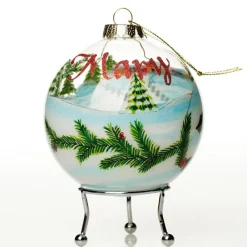 Personalised Inside Painted Poinsettia House Christmas Bauble Personalised Baubles|