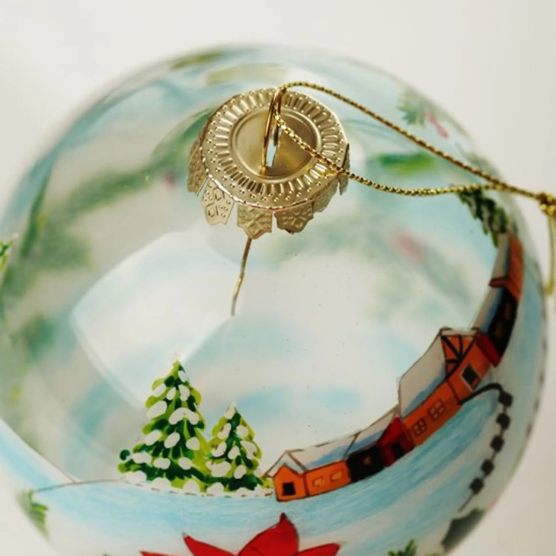 Personalised Inside Painted Poinsettia House Christmas Bauble Personalised Baubles|