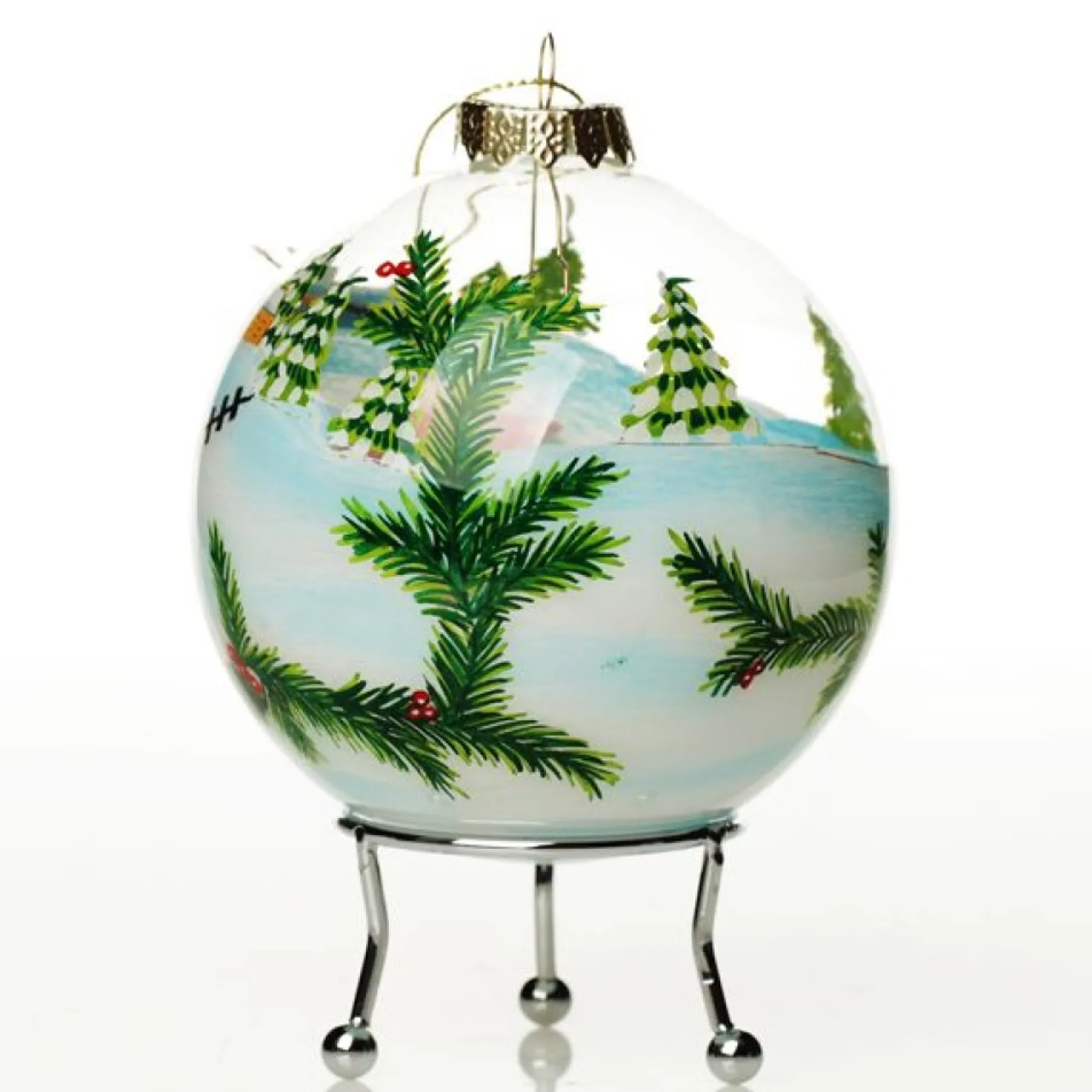 Personalised Inside Painted Poinsettia House Christmas Bauble Personalised Baubles|