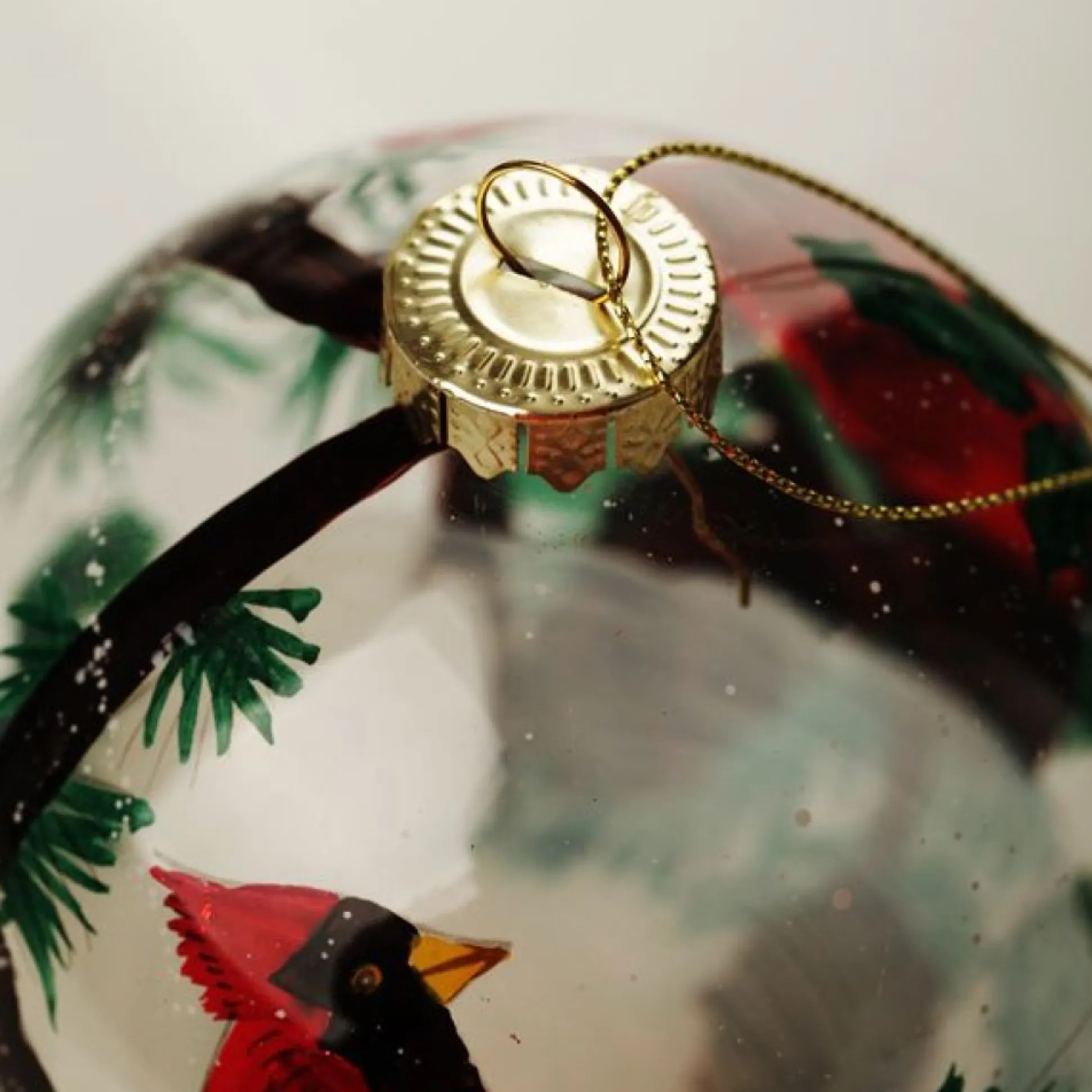 Personalised Inside Painted Cardinal Bird Christmas Bauble Personalised Baubles|