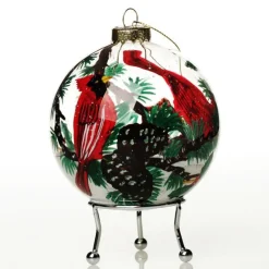 Personalised Inside Painted Cardinal Bird Christmas Bauble Personalised Baubles|