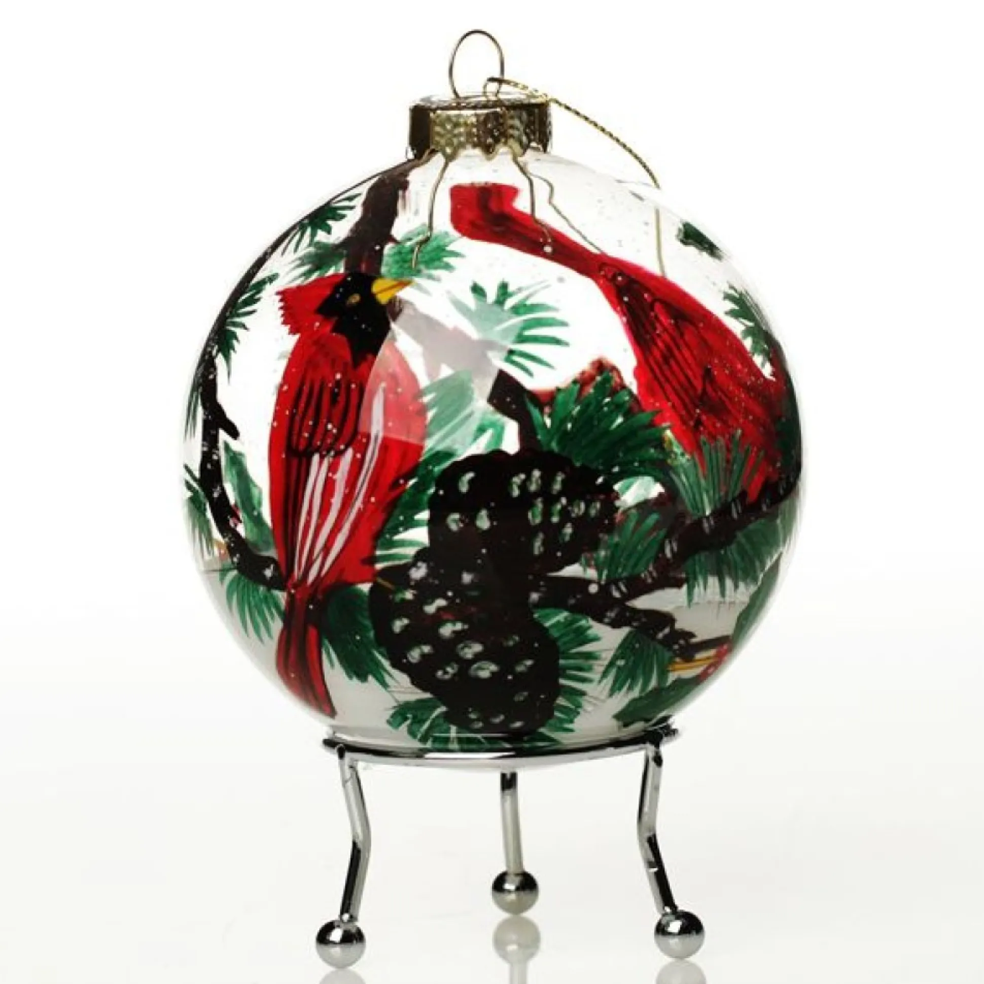Personalised Inside Painted Cardinal Bird Christmas Bauble Personalised Baubles|