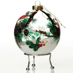 Personalised Inside Painted Cardinal Bird Christmas Bauble Personalised Baubles|