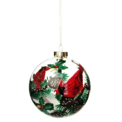 Personalised Inside Painted Cardinal Bird Christmas Bauble Personalised Baubles|