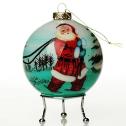 Personalised Inside Painted Santa with Reindeer Christmas Bauble Personalised Baubles|