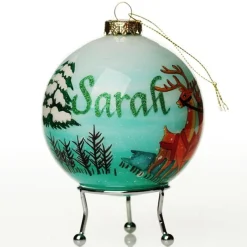 Personalised Inside Painted Santa with Reindeer Christmas Bauble Personalised Baubles|
