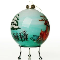 Personalised Inside Painted Santa with Reindeer Christmas Bauble Personalised Baubles|