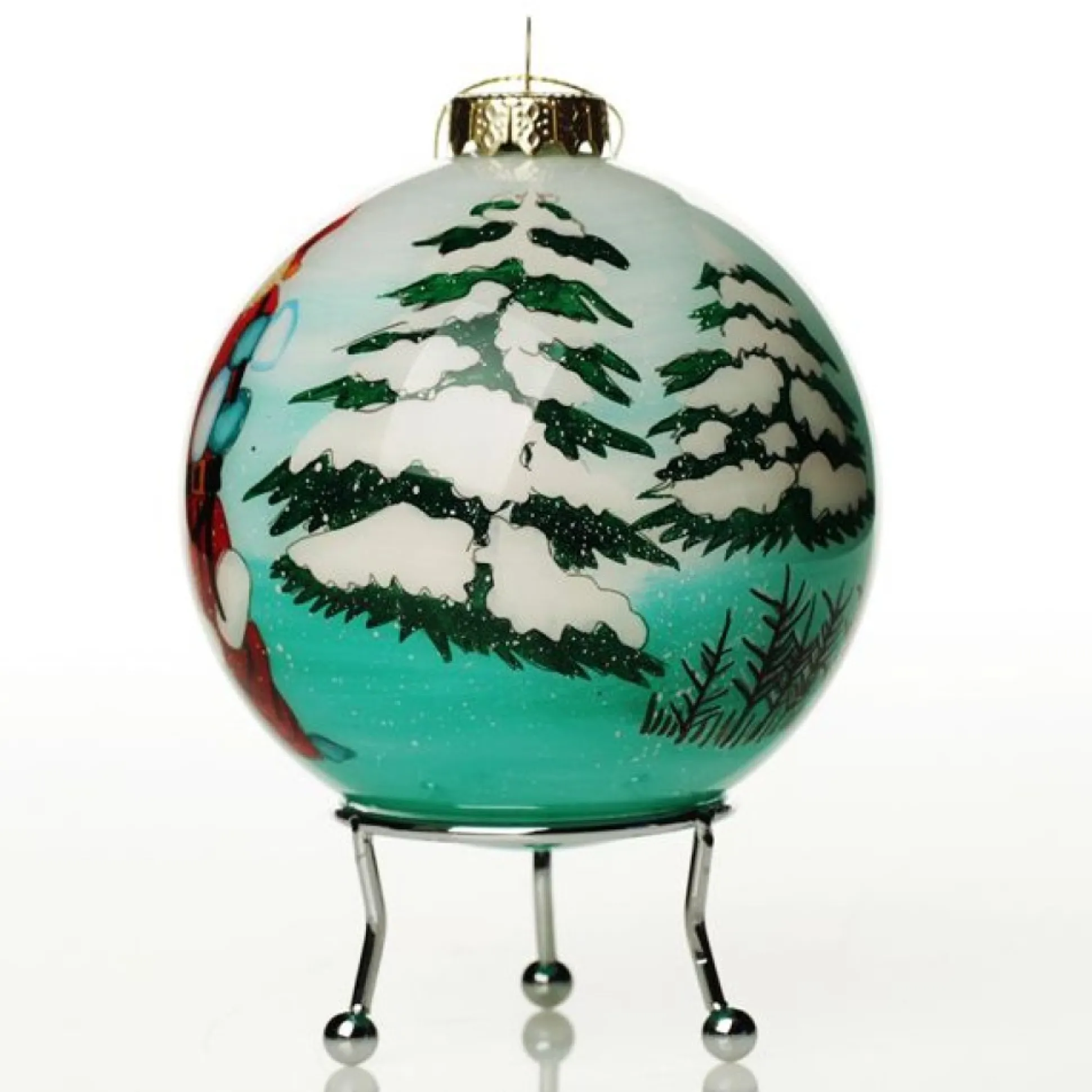 Personalised Inside Painted Santa with Reindeer Christmas Bauble Personalised Baubles|