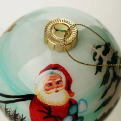 Personalised Inside Painted Santa with Reindeer Christmas Bauble Personalised Baubles|