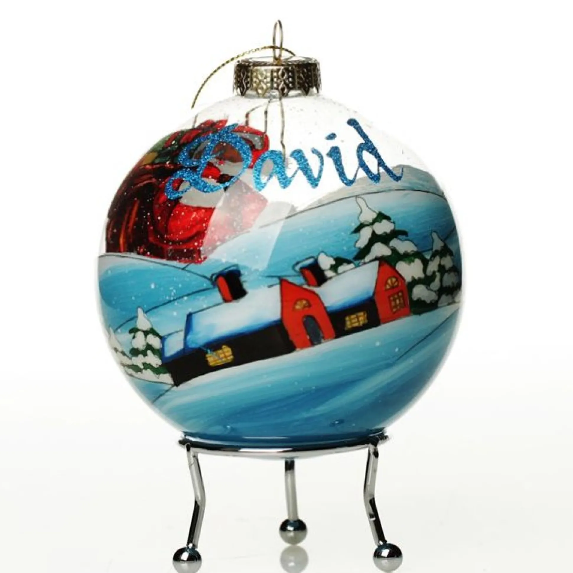 Personalised Inside Painted Santa with Sack Christmas Bauble Personalised Baubles|