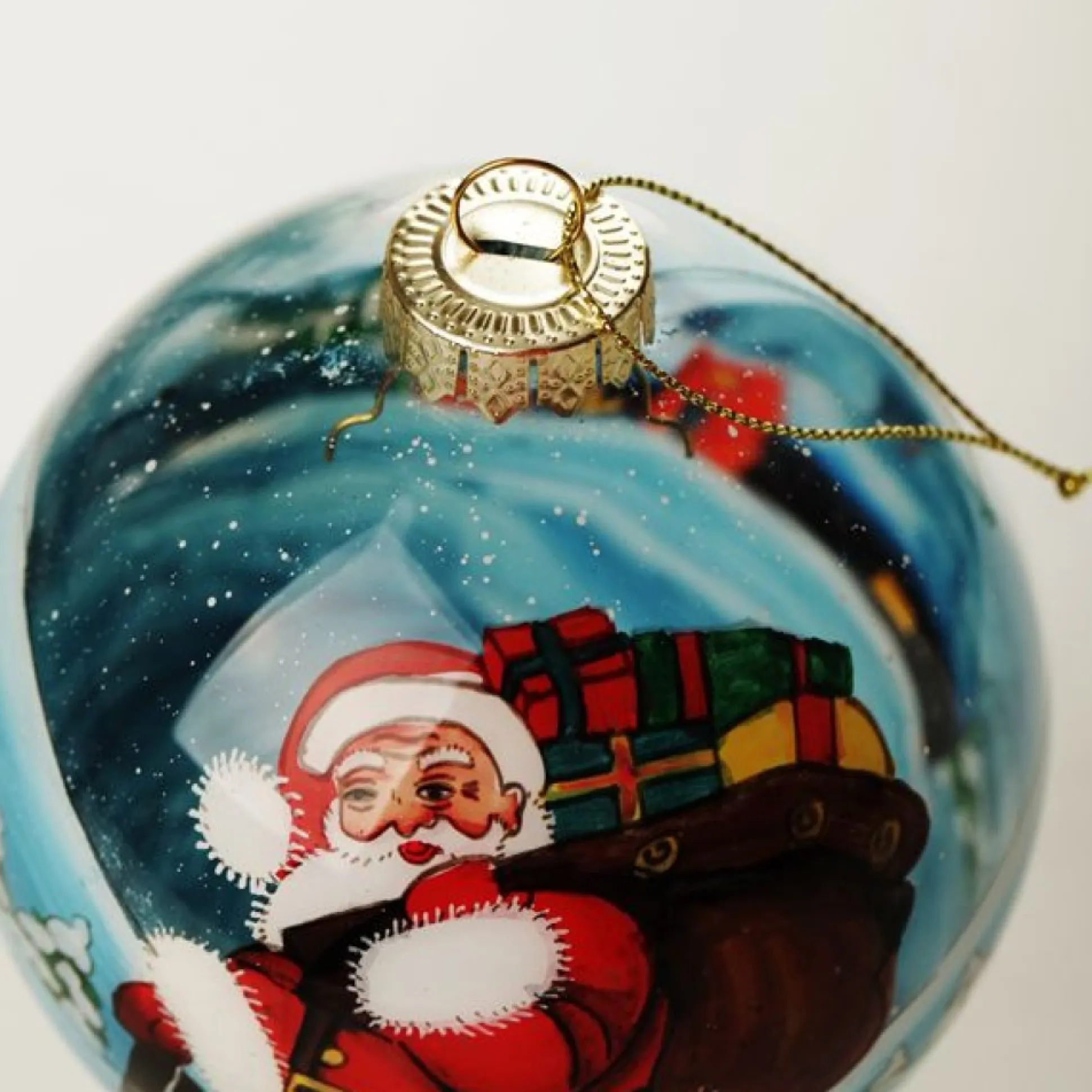 Personalised Inside Painted Santa with Sack Christmas Bauble Personalised Baubles|