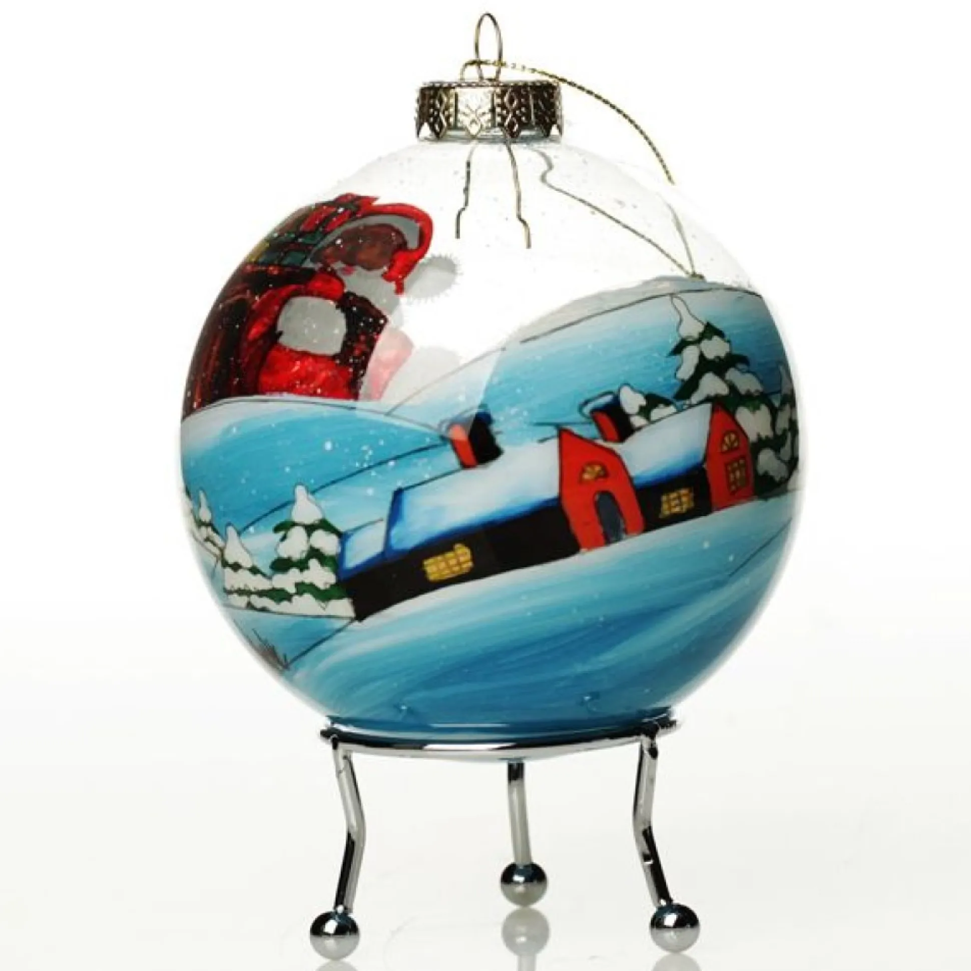 Personalised Inside Painted Santa with Sack Christmas Bauble Personalised Baubles|