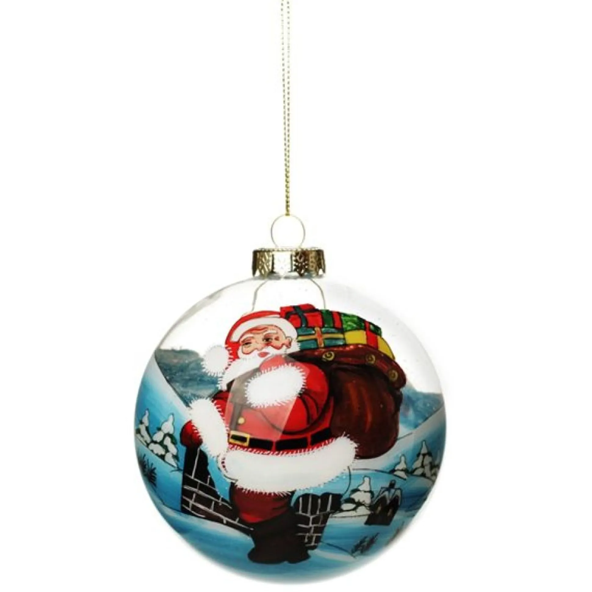 Personalised Inside Painted Santa with Sack Christmas Bauble Personalised Baubles|