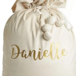 Personalised Ivory Velvet Santa Sack Personalised Santa Sacks|