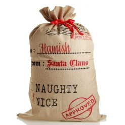 Personalised Jute Naughty or Nice Santa Sack Personalised Santa Sacks|