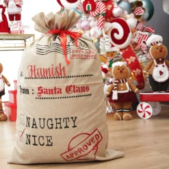 Personalised Jute Naughty or Nice Santa Sack Personalised Santa Sacks|
