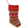 Personalised Knitted Reindeer Christmas Stocking - Red Cuff Personalised Stockings|