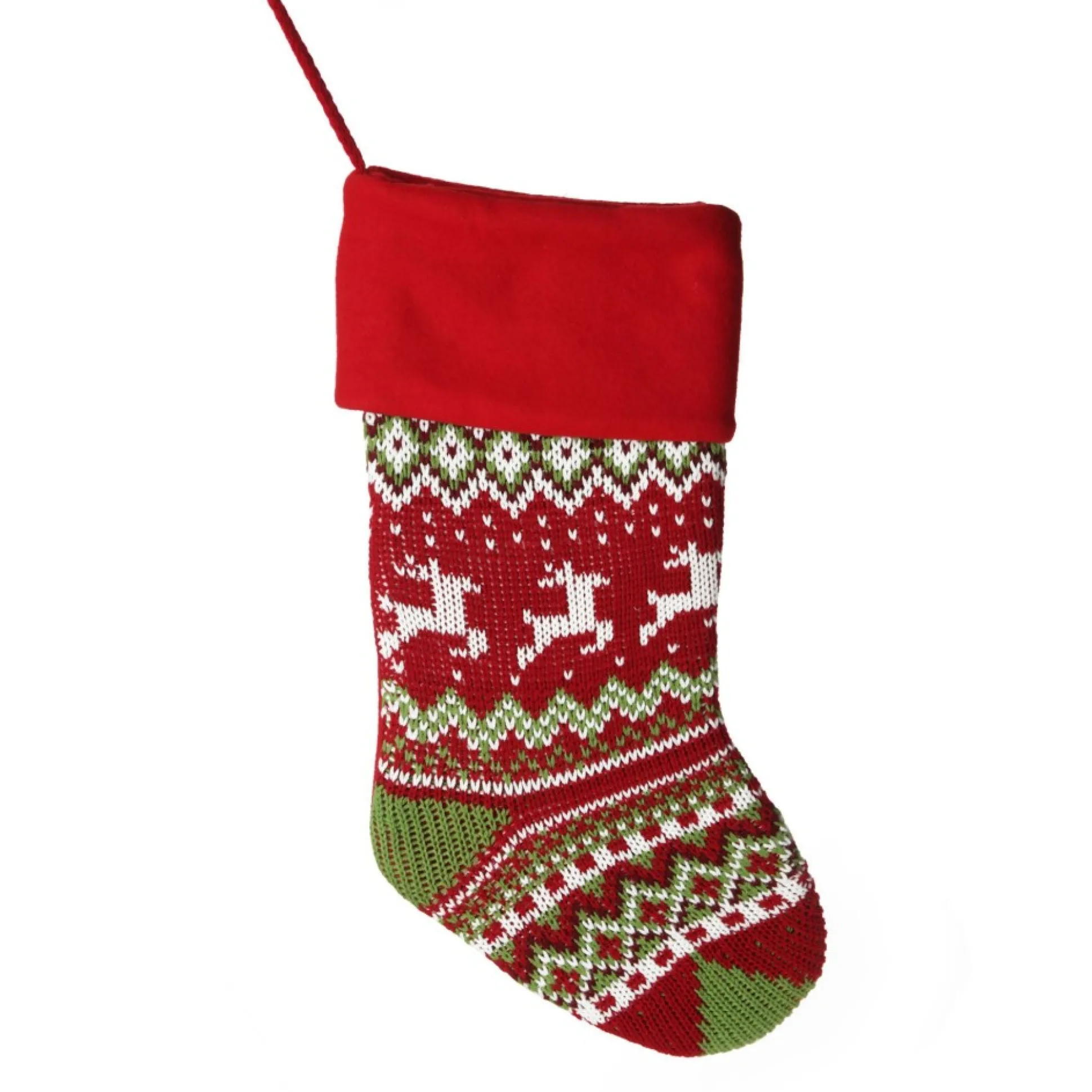 Personalised Knitted Reindeer Christmas Stocking - Red Cuff Personalised Stockings|