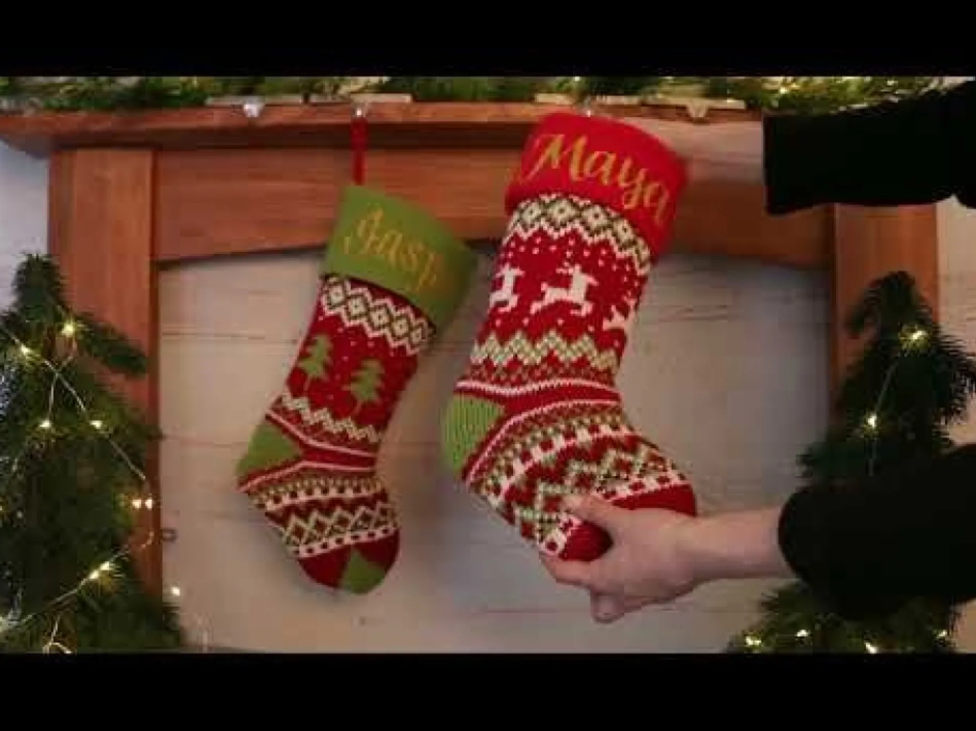 Personalised Knitted Reindeer Christmas Stocking - Red Cuff Personalised Stockings|