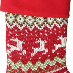 Personalised Knitted Reindeer Christmas Stocking - Red Cuff Personalised Stockings|