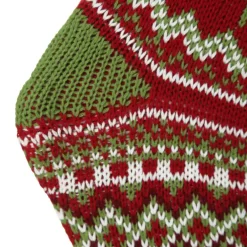 Personalised Knitted Tree Christmas Stocking - Green Cuff Personalised Stockings|