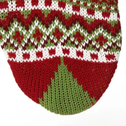 Personalised Knitted Tree Christmas Stocking - Green Cuff Personalised Stockings|