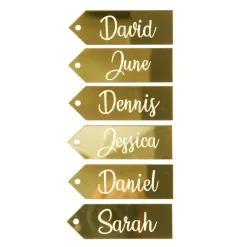Personalised Mirror Acrylic Etched Name Tags - Set of 6 Christmas Table Decor|